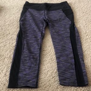 Athleta purple and black cropped leggings